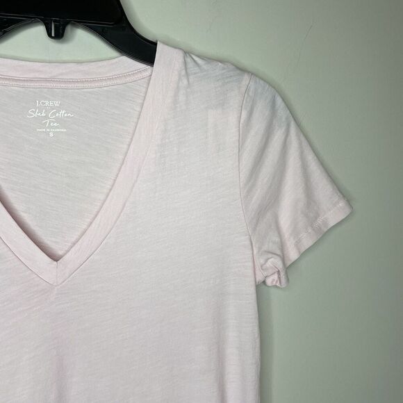 J.CREW T-Shirt Women Small Pink Slub Cotton V-Neck Tee NEW Slim-Fit H5967 - Picture 4 of 13